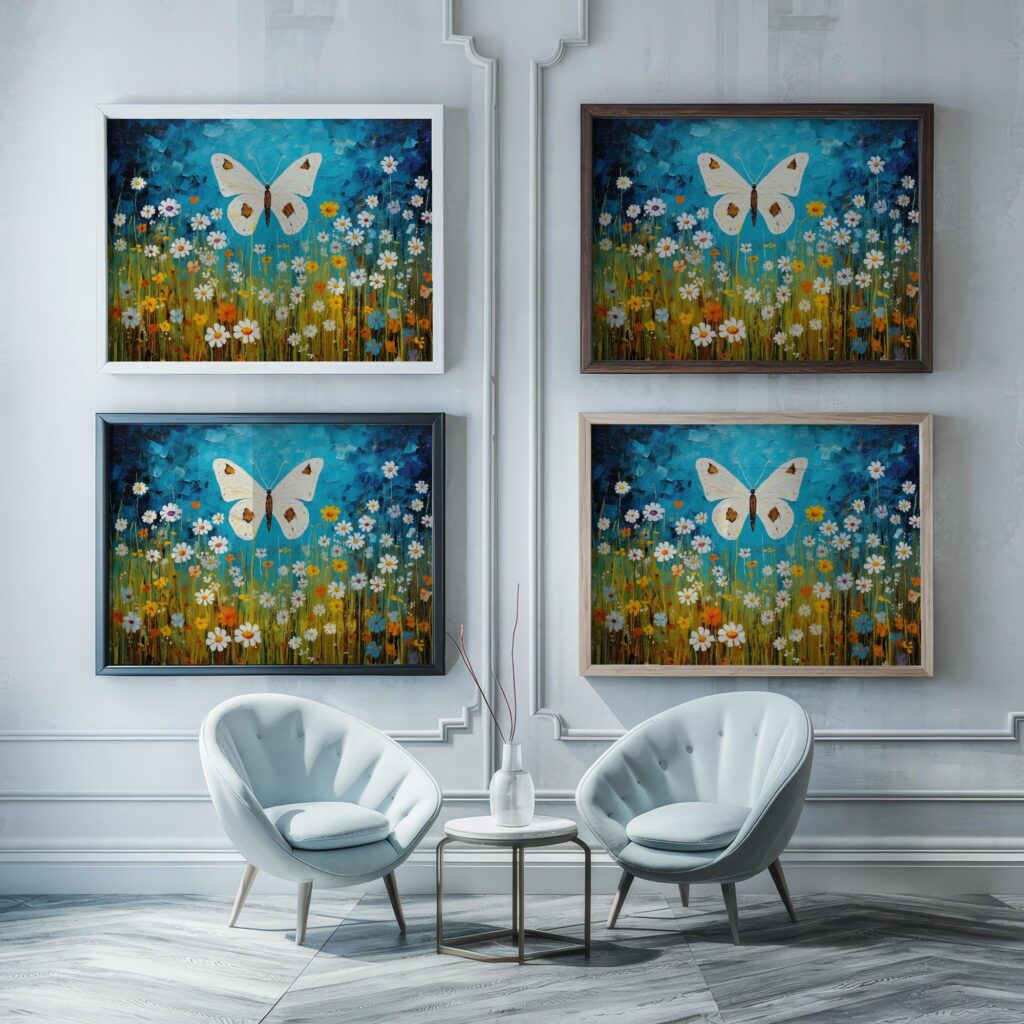 Butterfly and Flowers Print