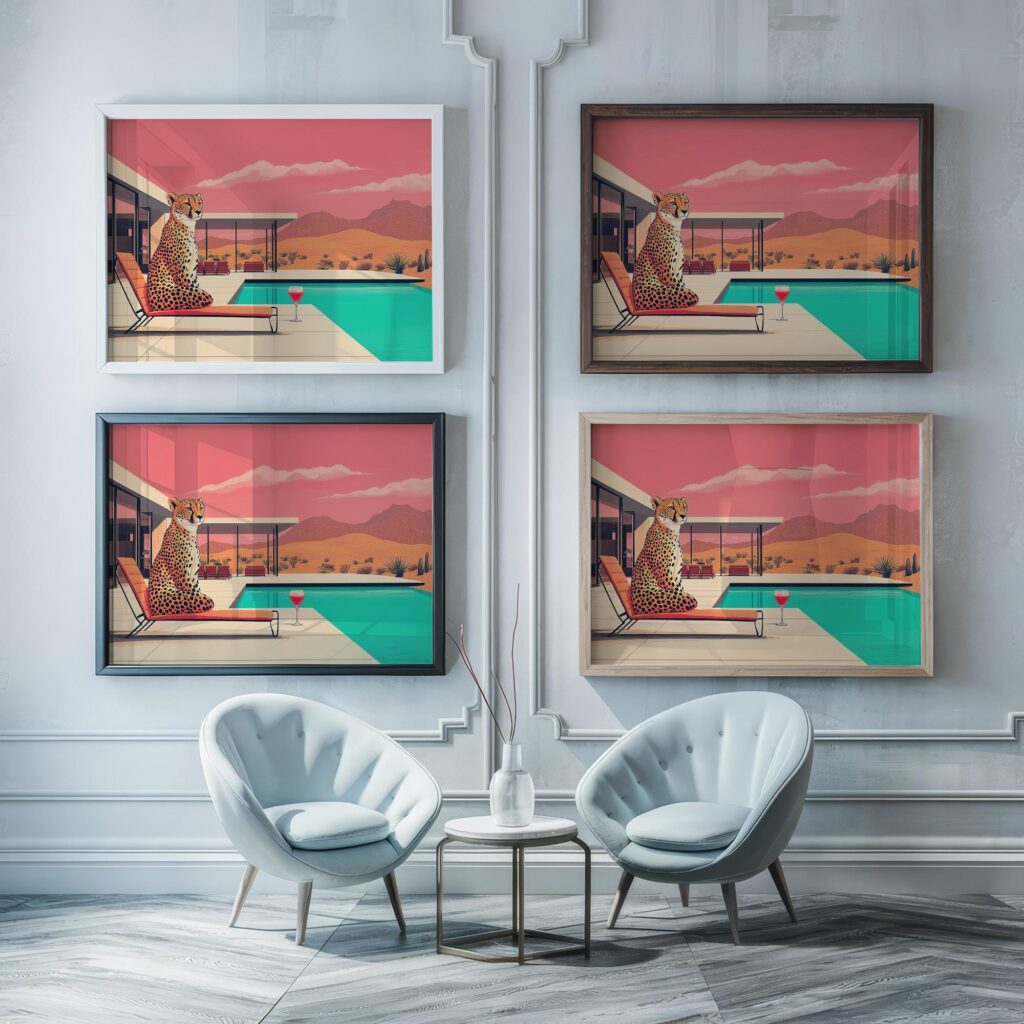 Cheetah Poolside Art Print
