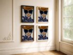 Chic Fashion Cowgirl In Blue Sunglasses Wall Art