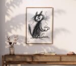 Coffee Scribble Cat Print