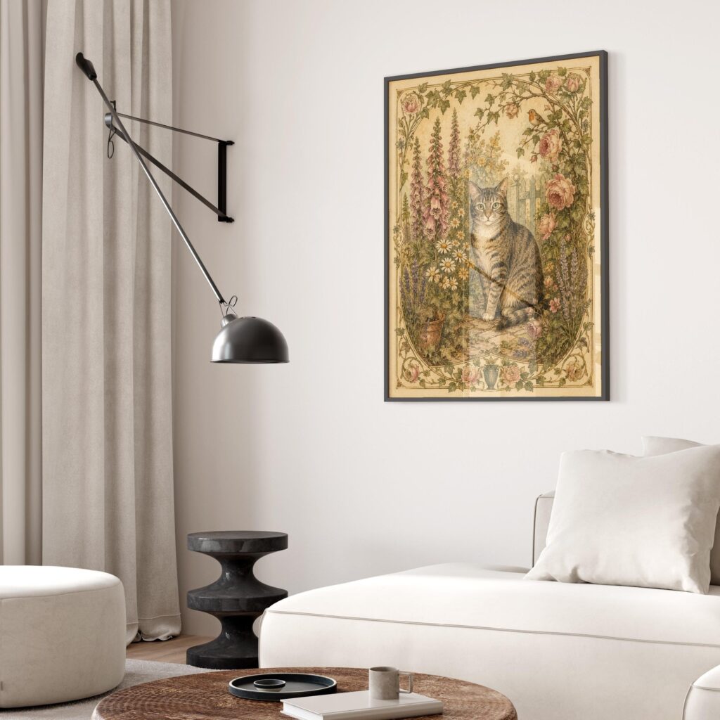 Cottagecore Cat Print