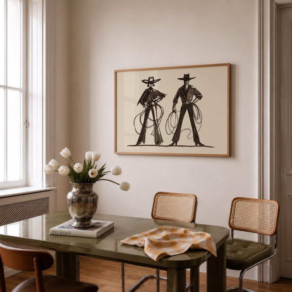 Cowboy and Cowgirl with Lassos Print