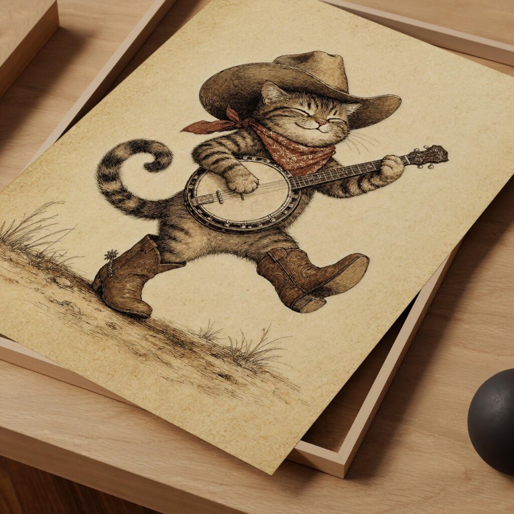 Cowboy Cat Print