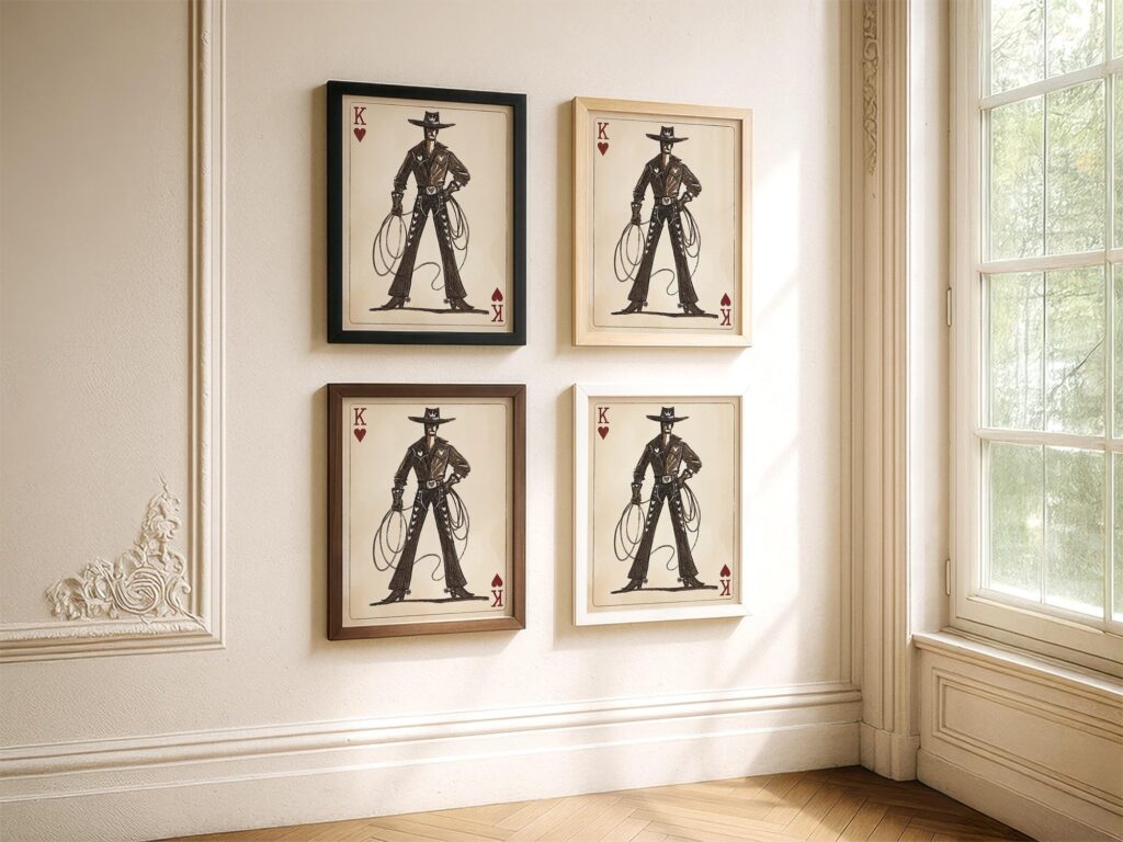 Cowboy King of Hearts Vintage Western Print