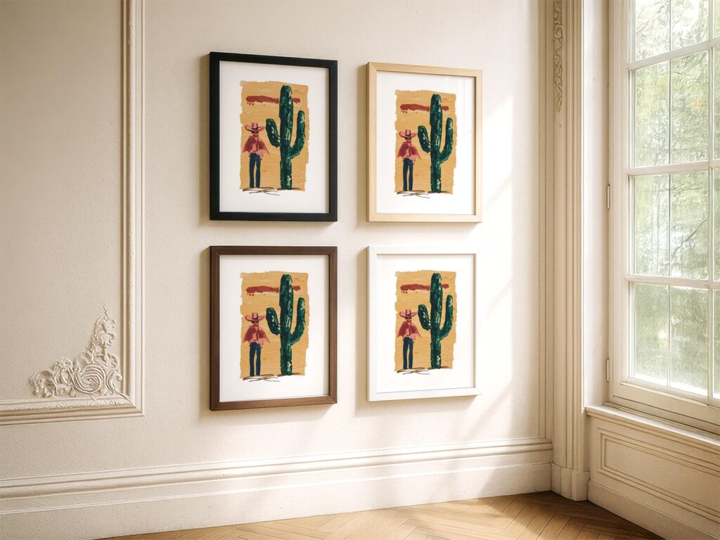 Cowgirl and Cactus Western Print