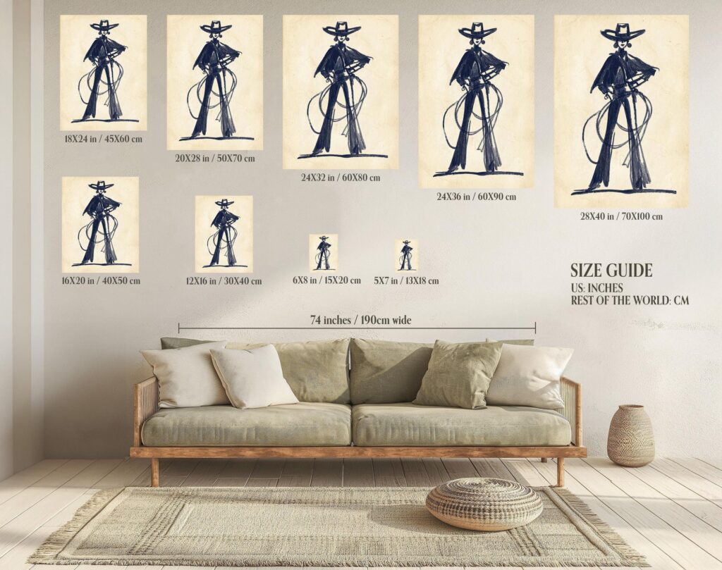 Cowgirl Lasso Navy Ink Print