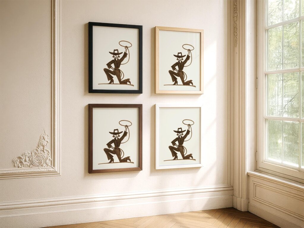 Cowgirl Lasso Silhouette Modern Western Art Print Woman Poster