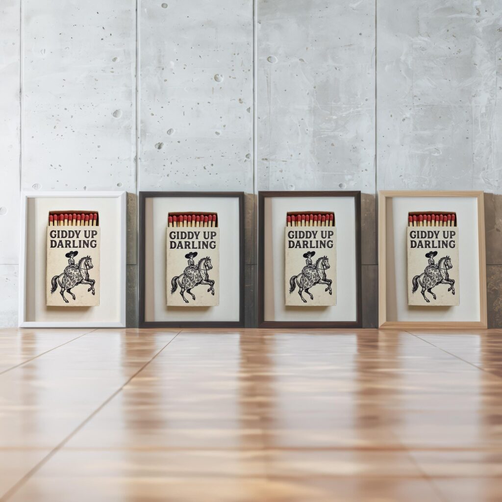 Cowgirl Matchbox Art Print Set of 3