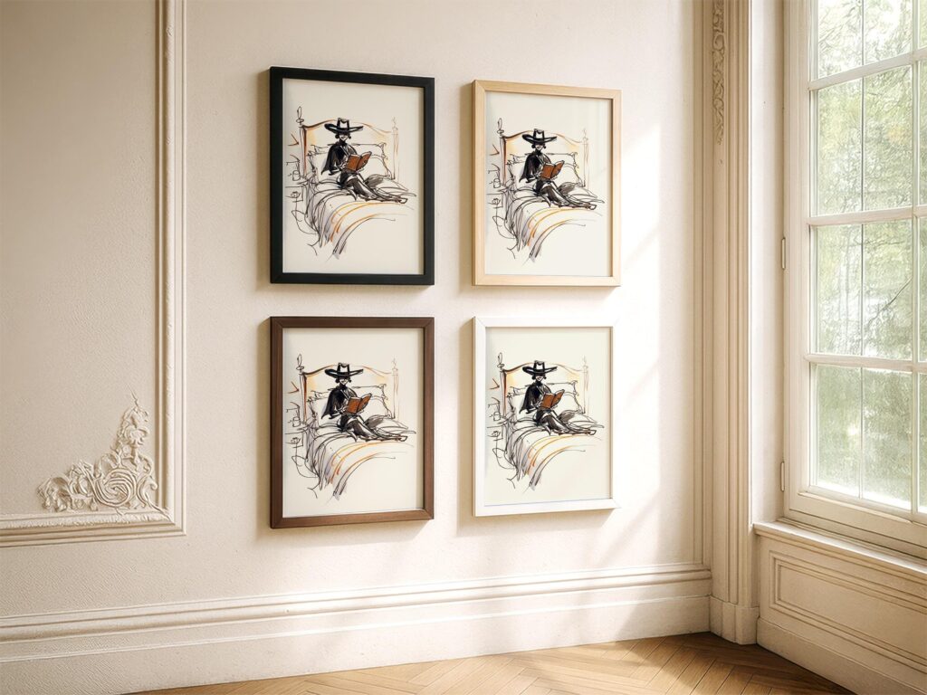 Cowgirl Reading Print Western Bedroom Wall Art