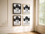 Cowgirl with Hat Fashion Half Tone Print