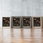 Dark Botanical Bird & Floral Print Set of 2