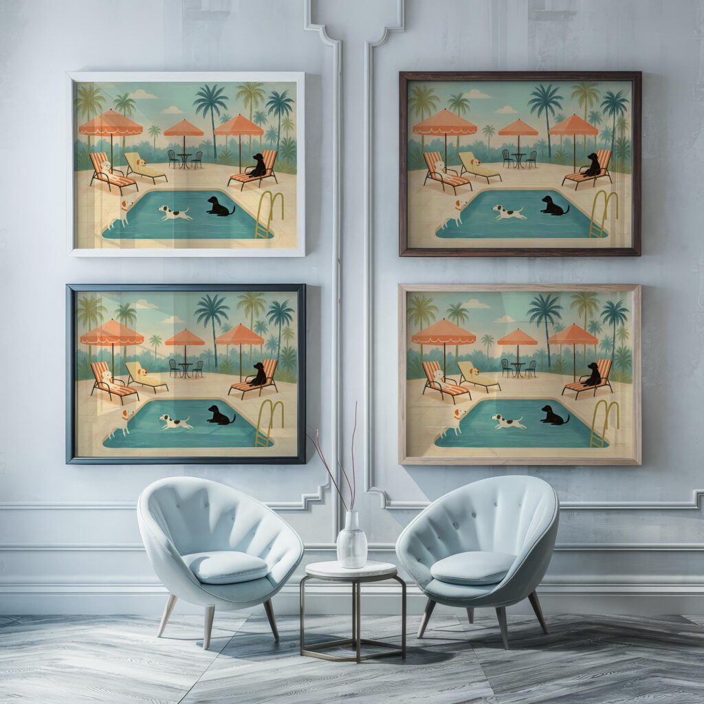 Dogs at Pool Print