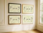 Dogs Playing Basketball Ink Sketch Print