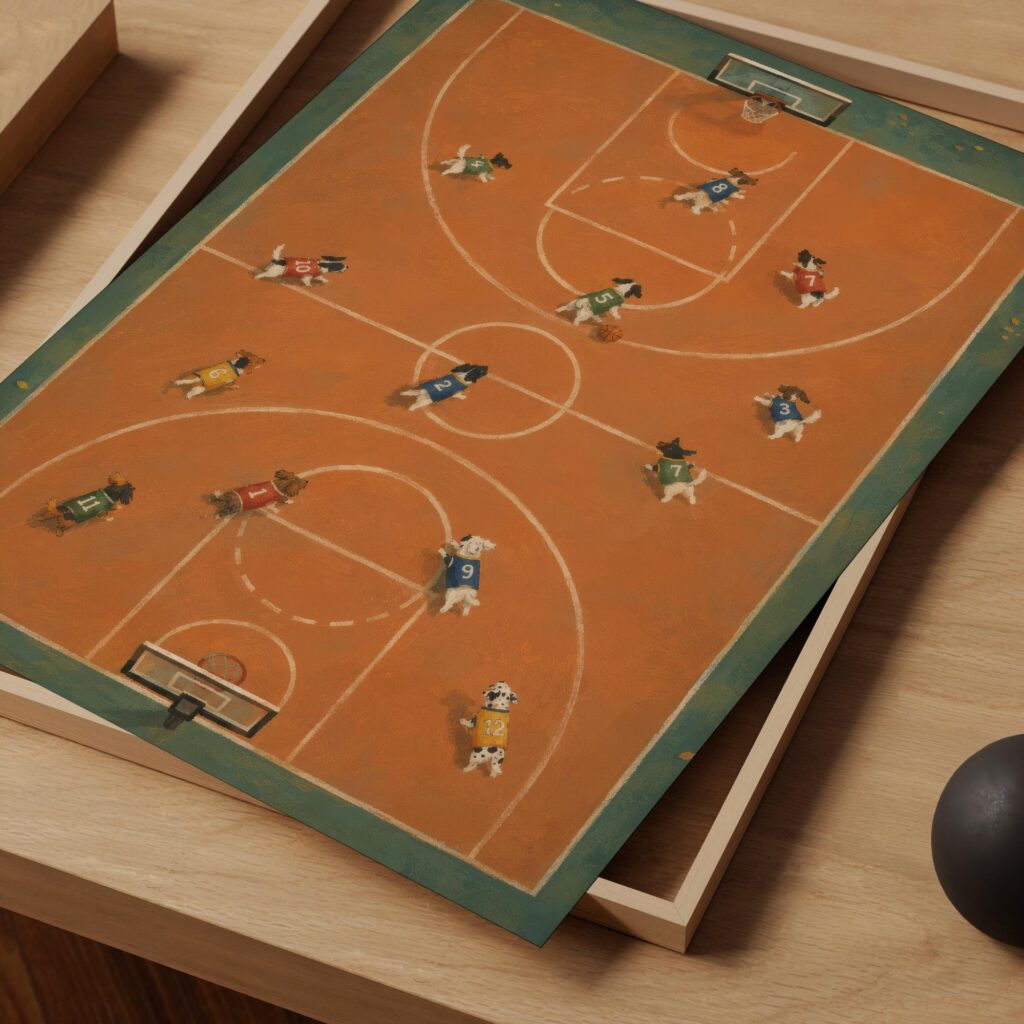 Dogs Playing Basketball Print
