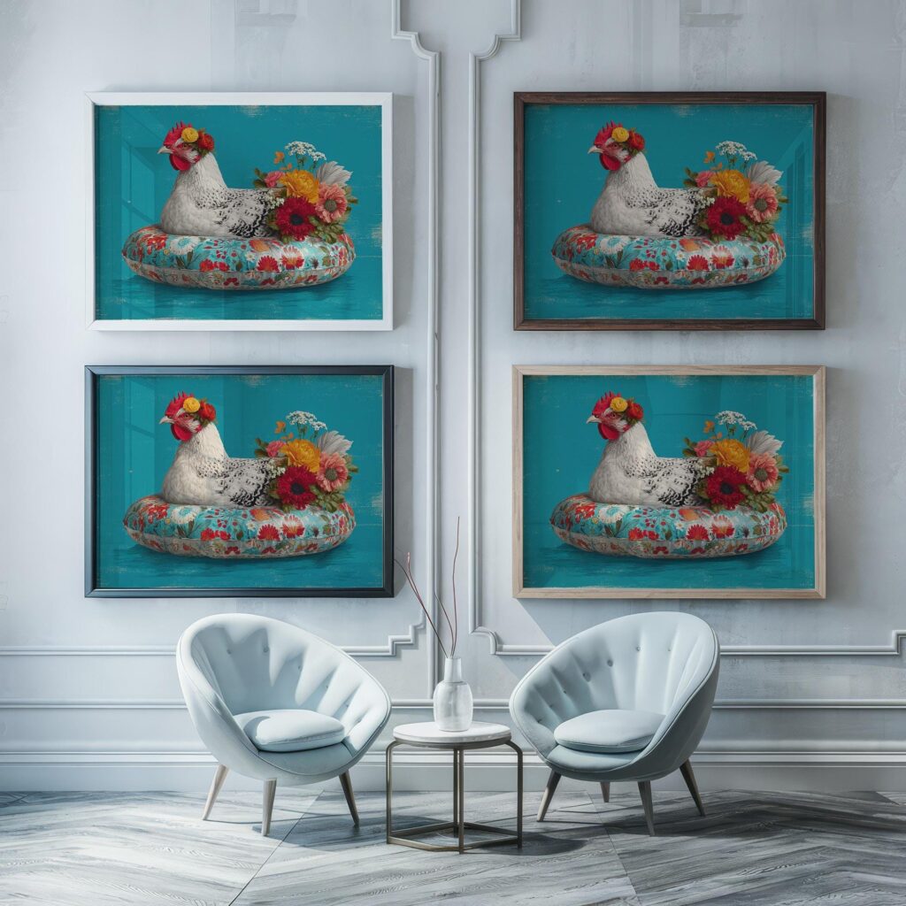 Floral Chicken Hen Maximalist Print