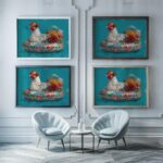 Floral Chicken Hen Maximalist Print