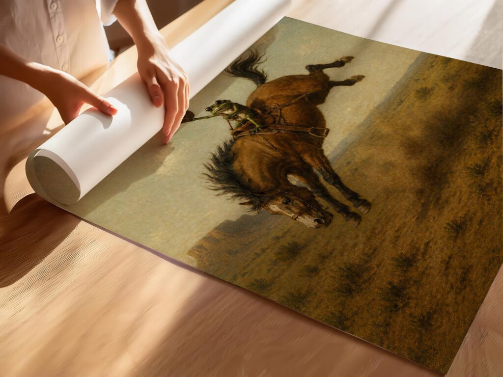 Frog Cowboy on a Bucking Bronco Print