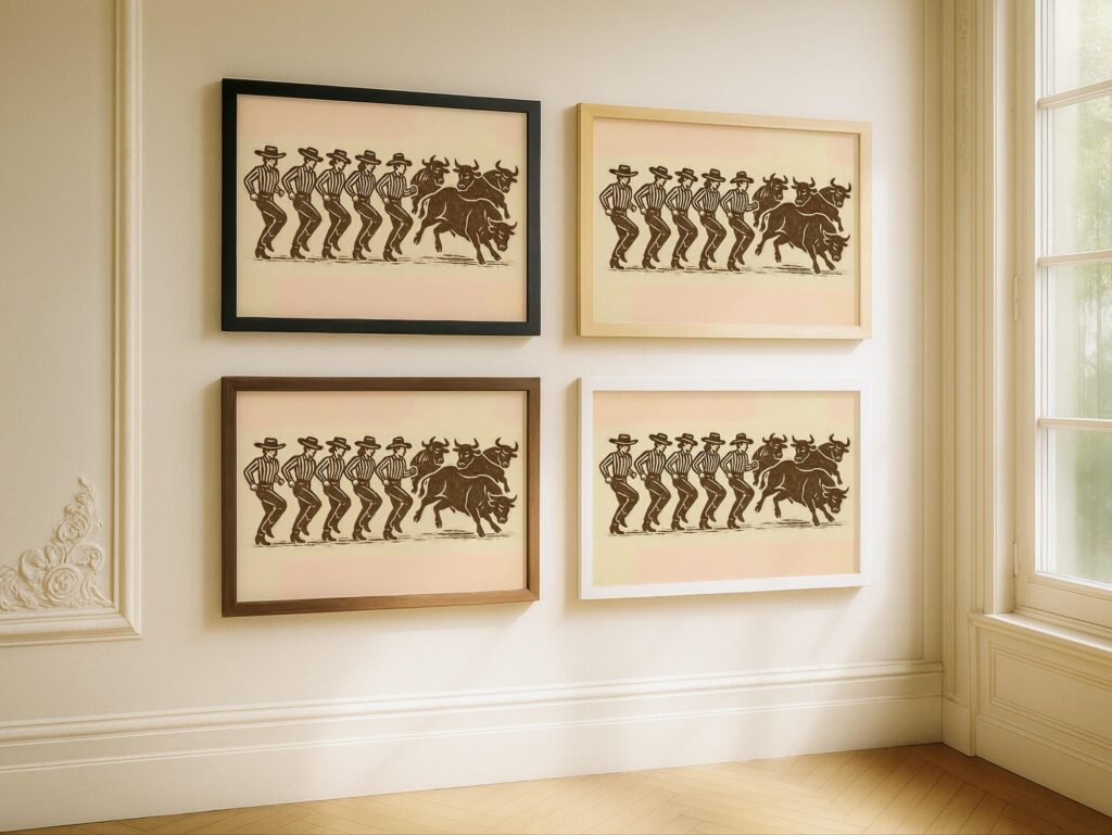 Funny Cowboys and Bulls Line Dance Print