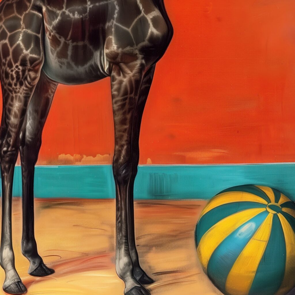 Giraffe with Ball Art Print