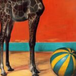 Giraffe with Ball Art Print