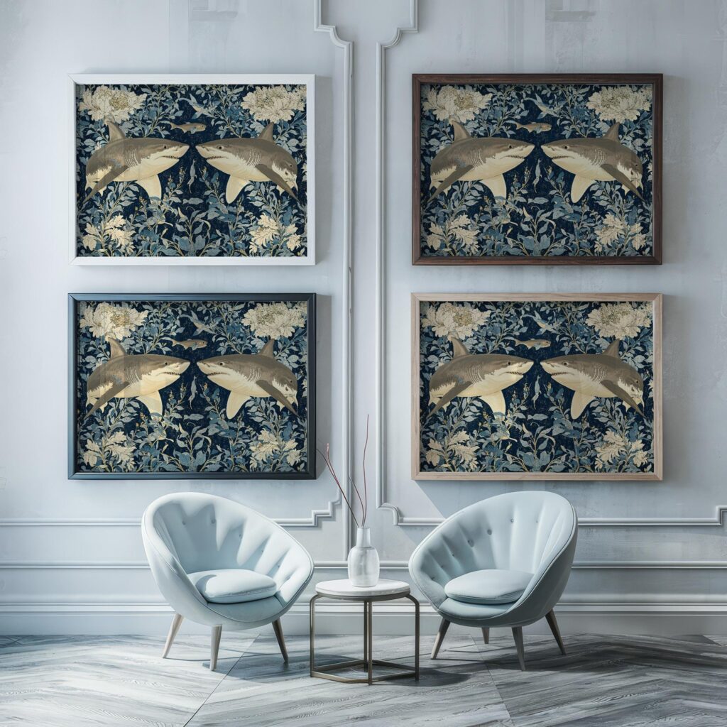 Great White Shark Botanical Print