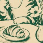 Green Coffee Cat Print
