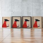Greyhound and Rabbit Coffee Art Prints Set of 2