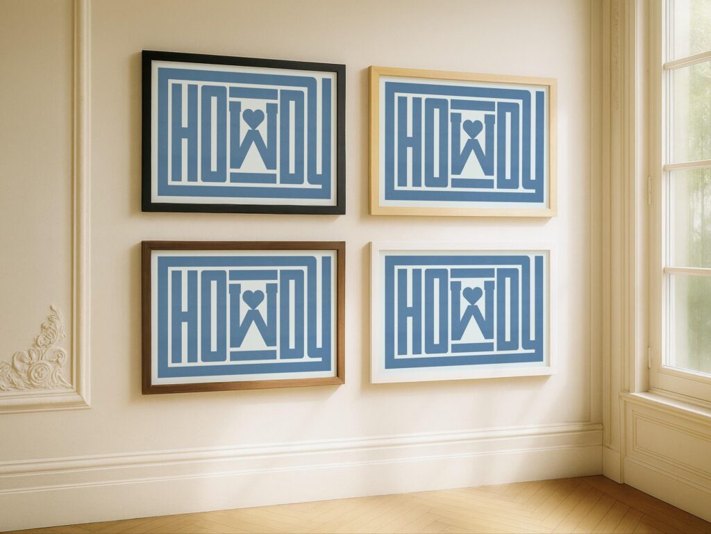 Howdy Blue Heart Print