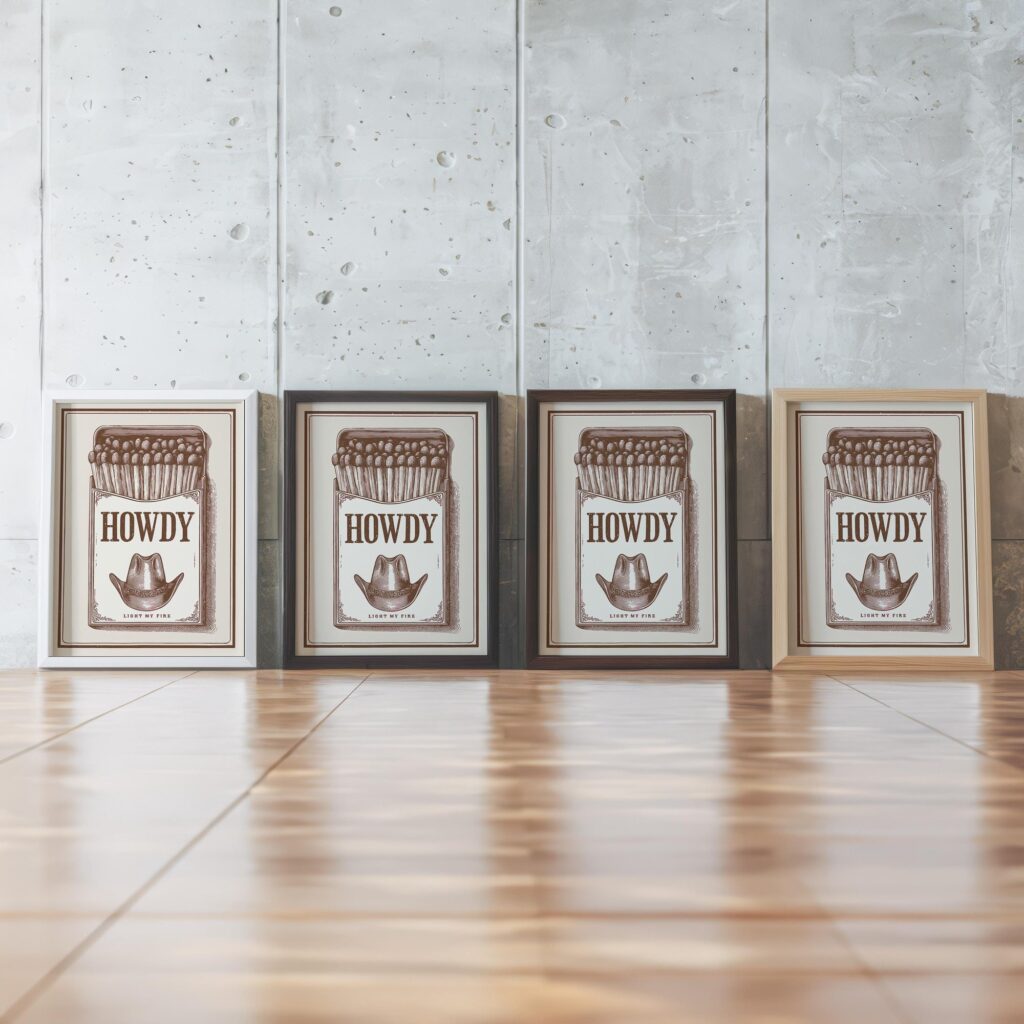 Howdy Yall Western Matchbox Art Print Set
