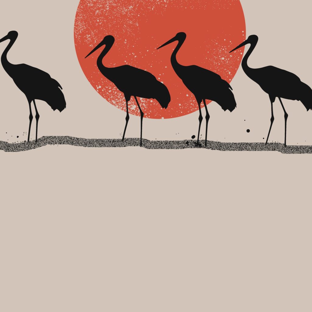 Japandi Stork Print