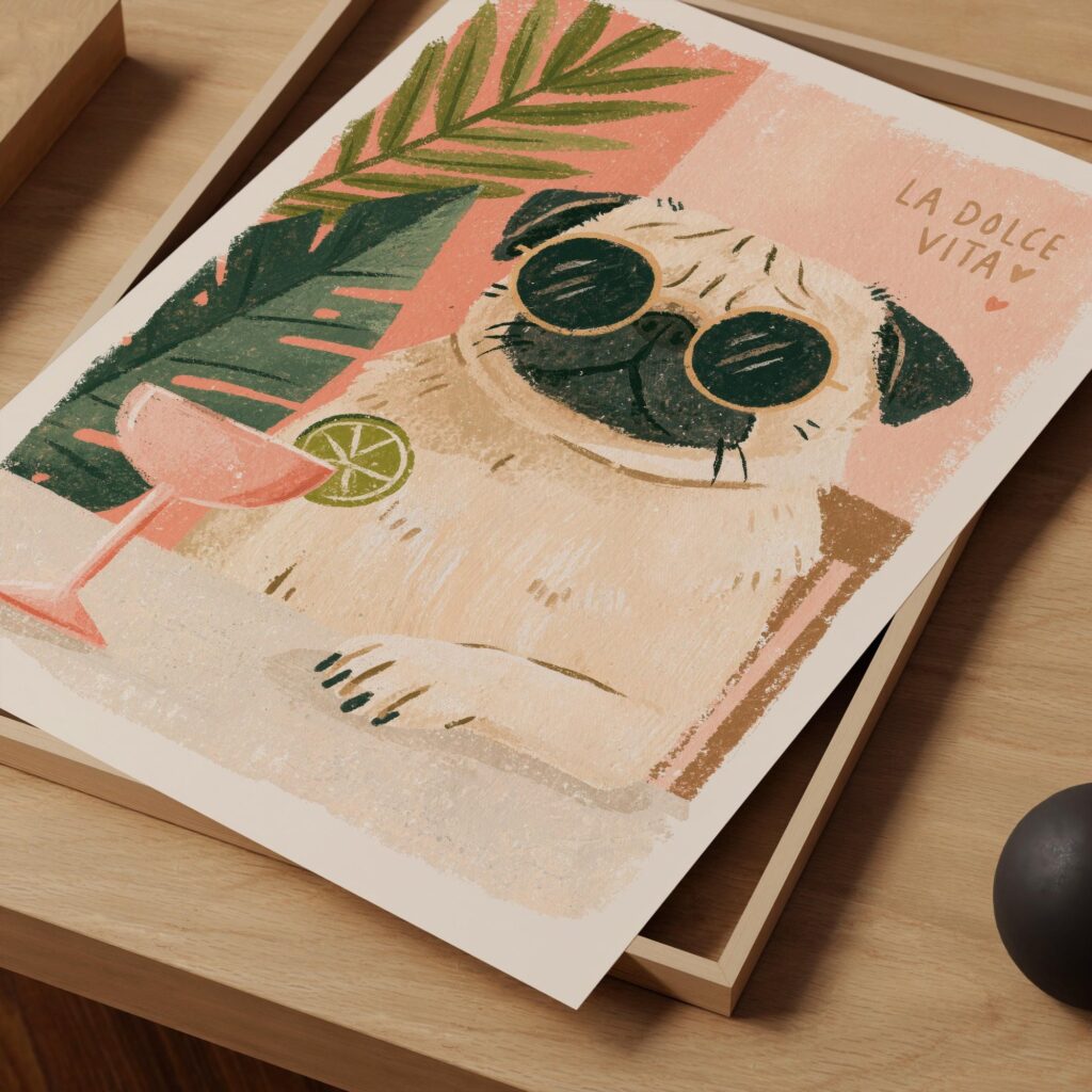 La Dolce Vita Pug Print