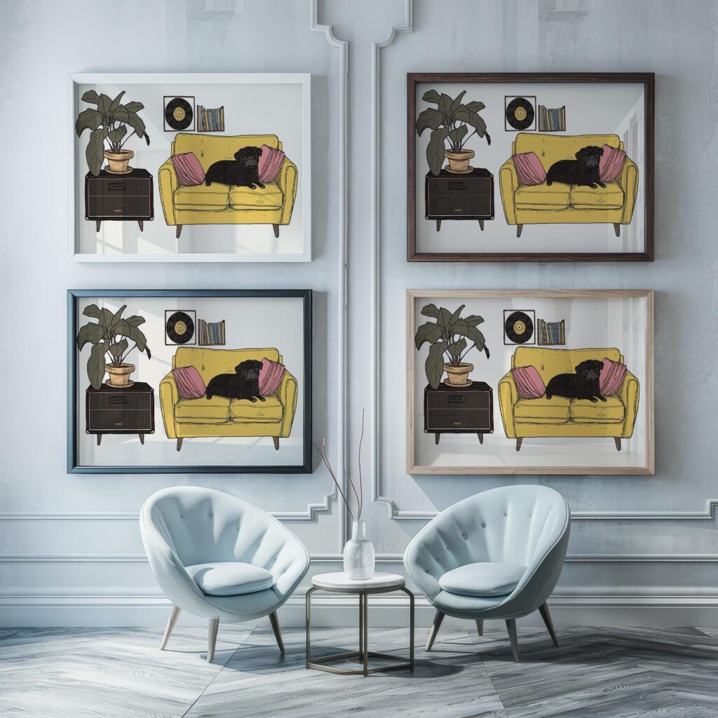 Mid-Century Modern Pug Art Print