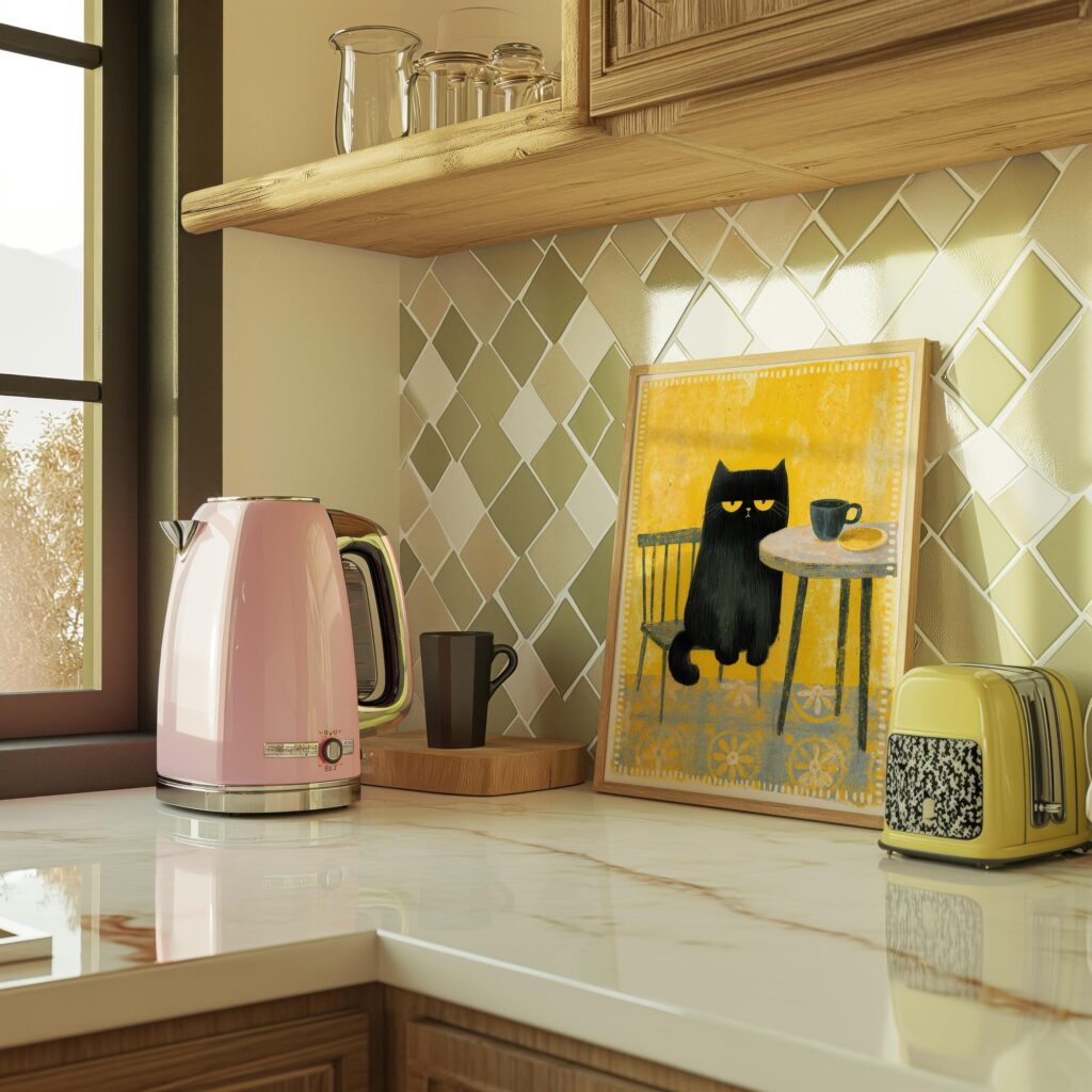 Moody Black Cat Print