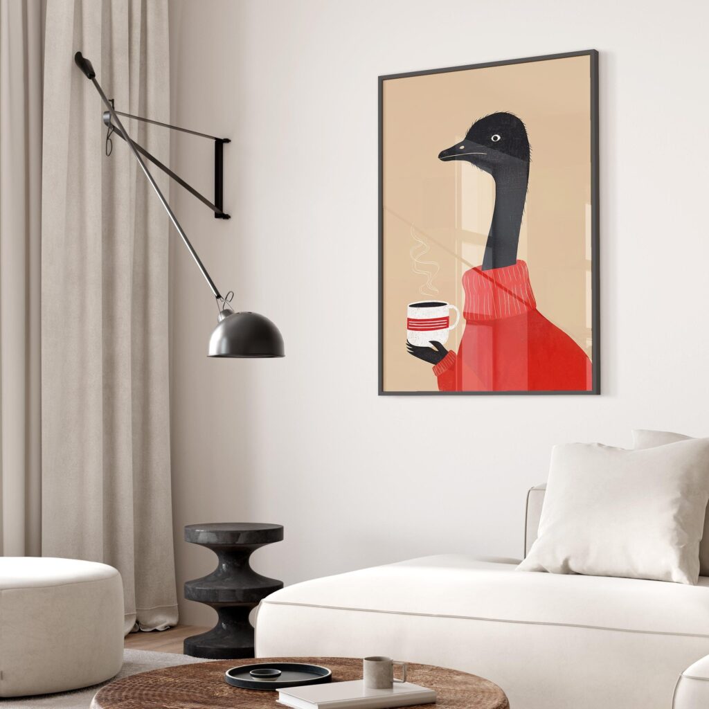 Ostrich Coffee Print