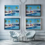 Pink Flamingo Pool art print