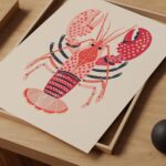 Pink Lobster Folk Art Print