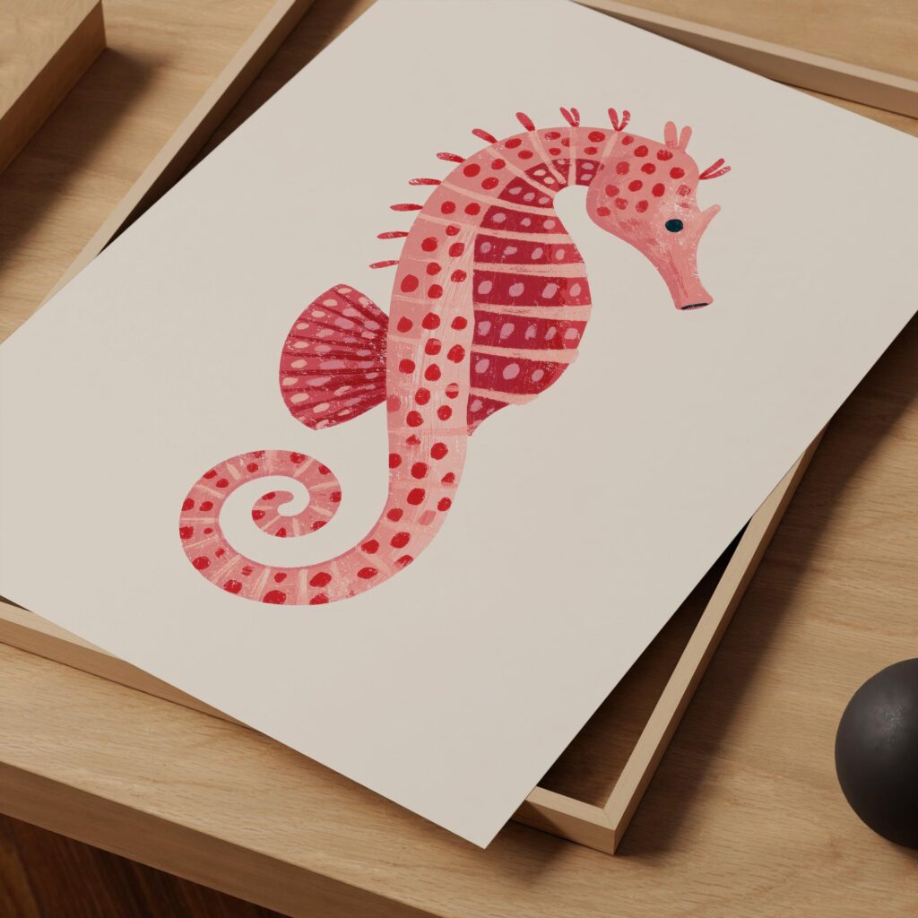 Pink Seahorse Print