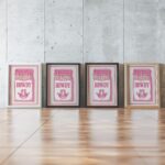 Pink Western Matchbox Howdy Yall Retro Art Print Set
