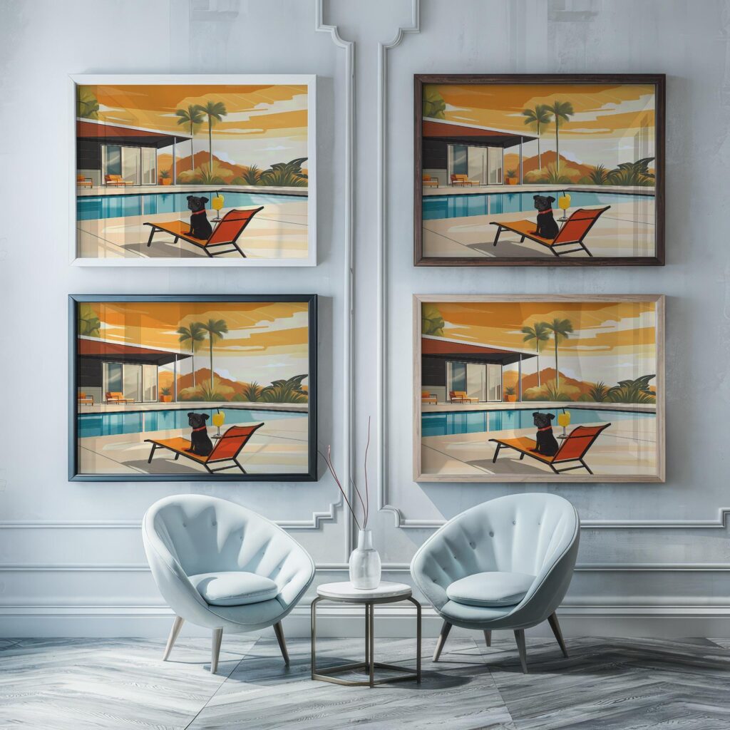 Pug Poolside Art Print
