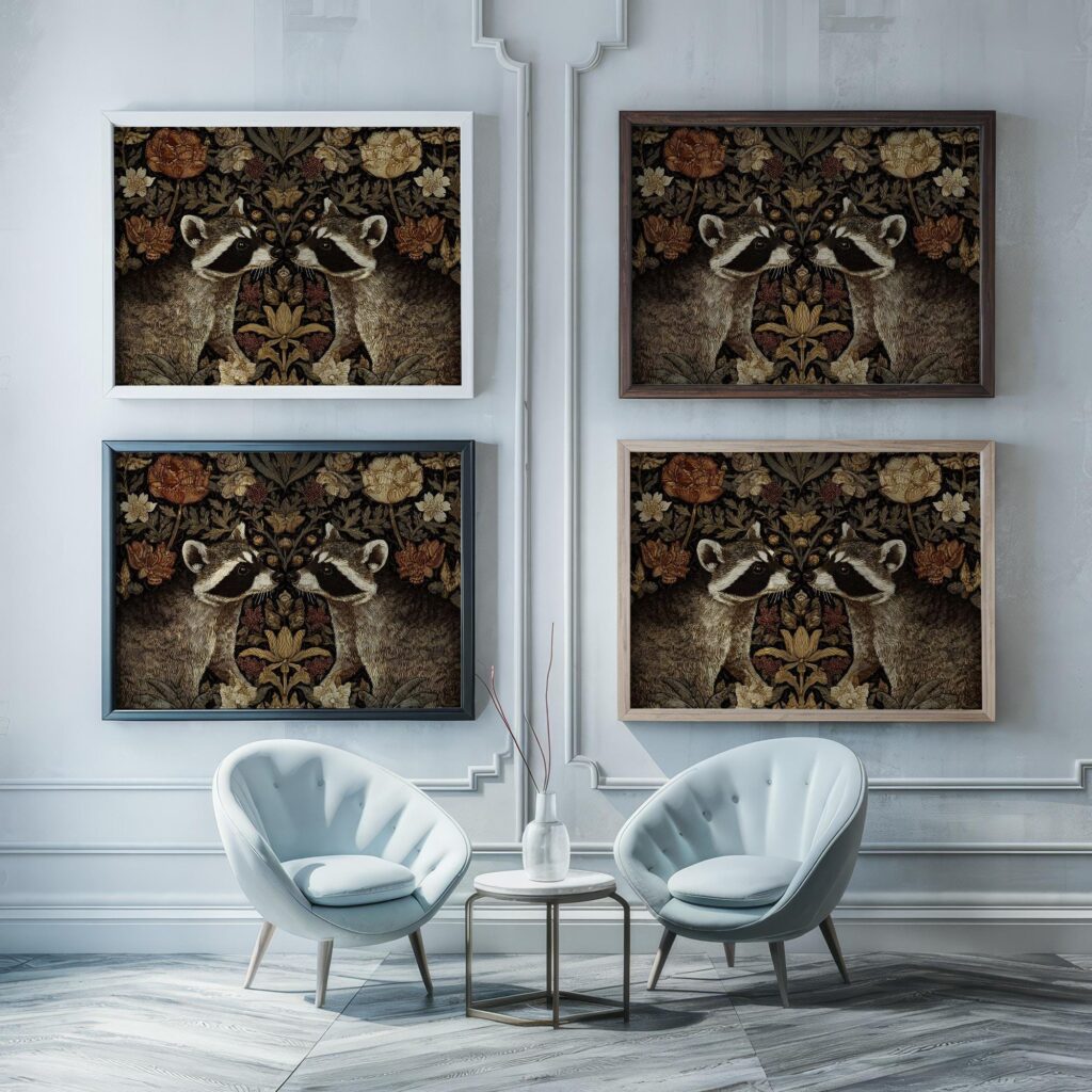 Raccoon Morris Botanical Wall Art Print