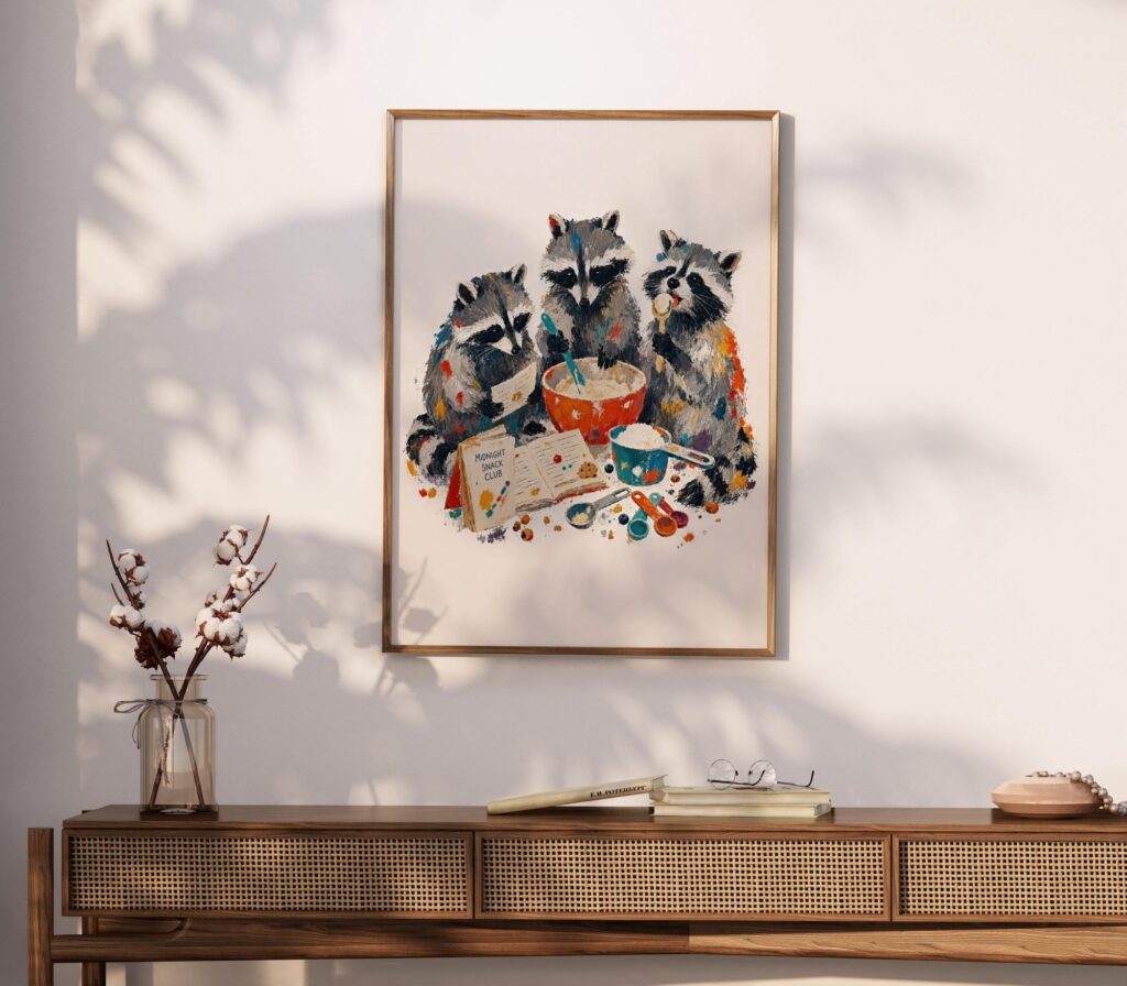 Raccoons Baking Print