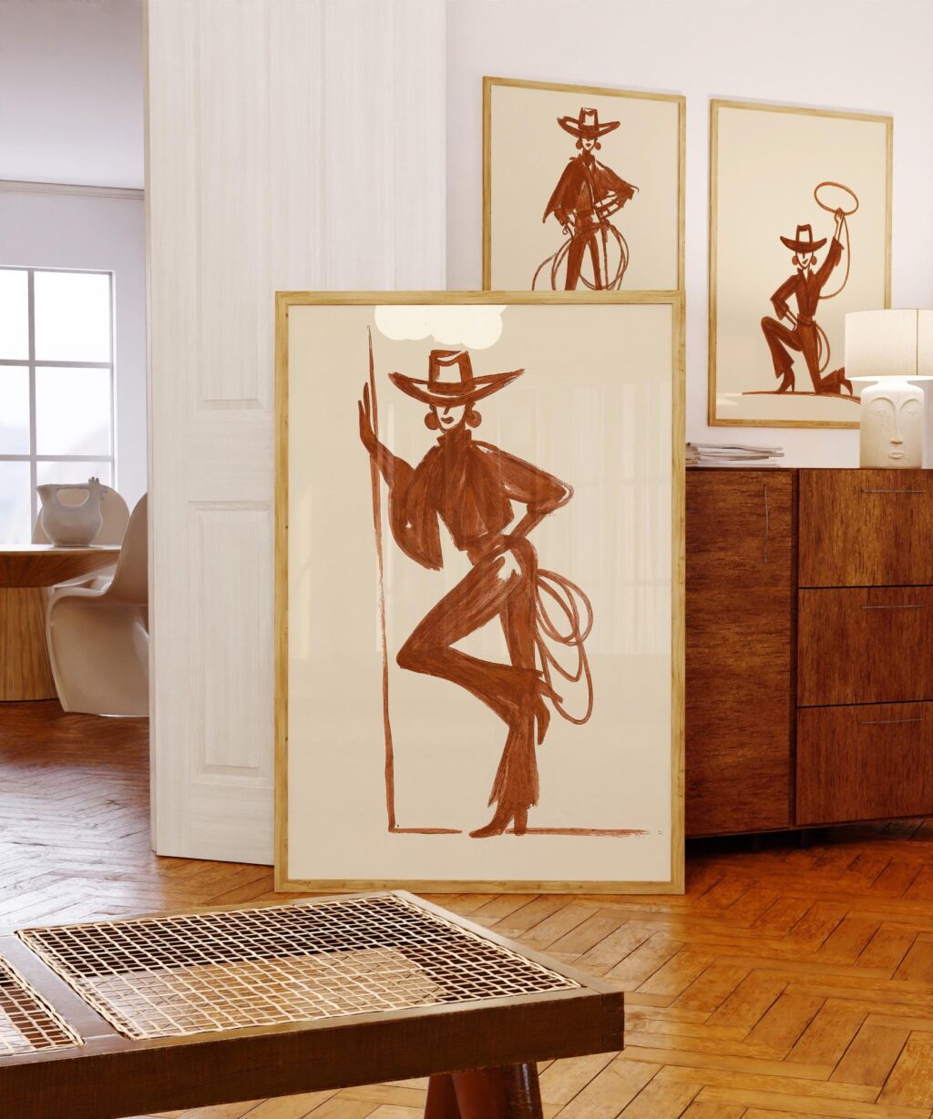 Rust Cowgirl Set of 3 Prints