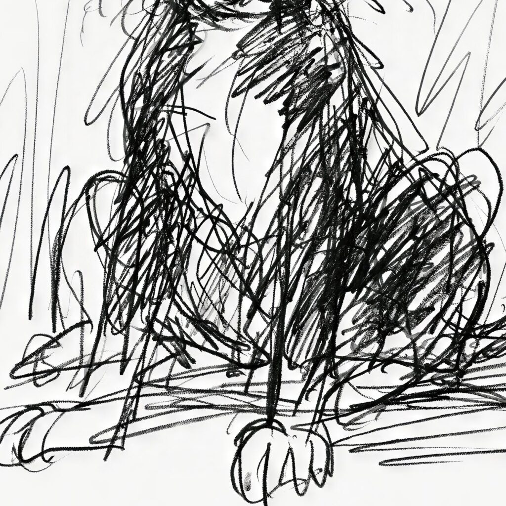 Scribble Cowboy Dog Print
