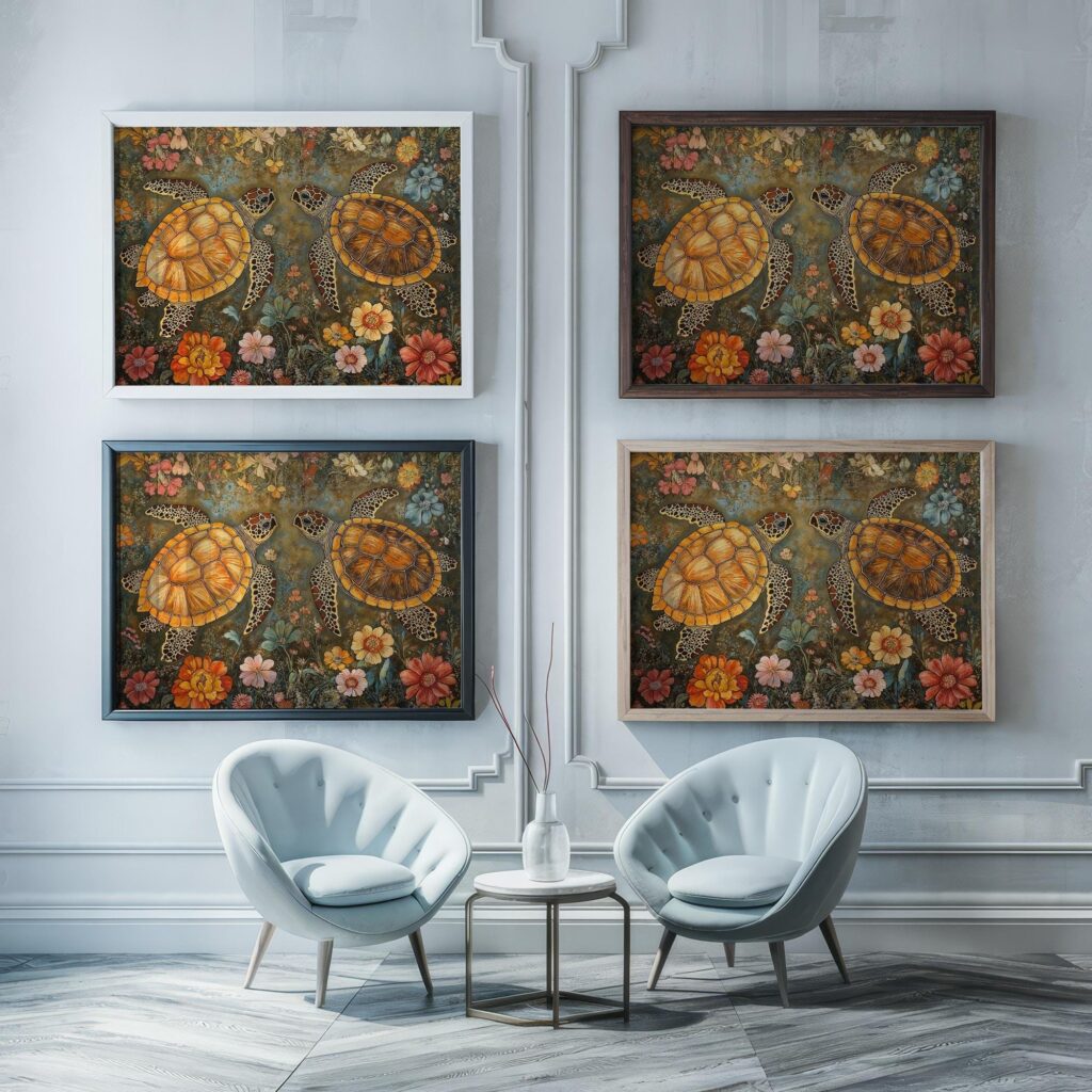 Sea Turtle Botanical Wall Art