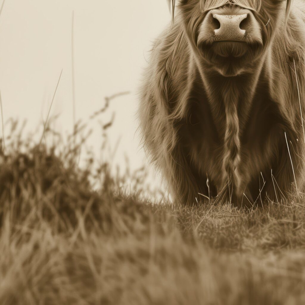 Sepia Highland Cow Print