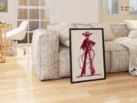 Set of 2 Red Burgundy Cowgirl Sketches Print