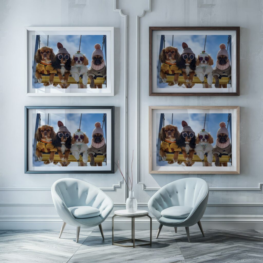 Ski Lift Dogs Art Print