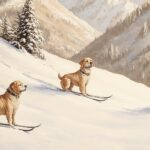 Skiing Dogs Winter Art Print