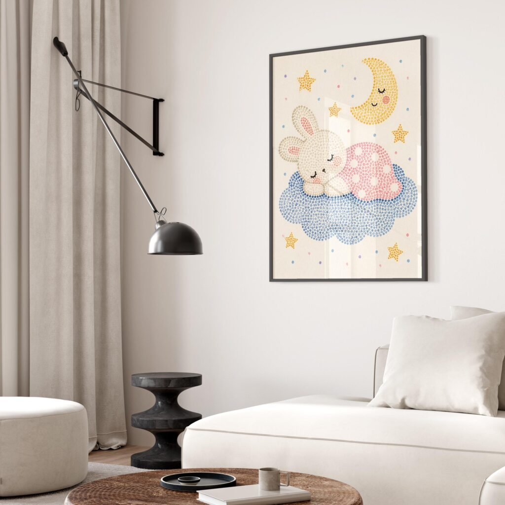 Sleeping Bunny Moon Cloud Print