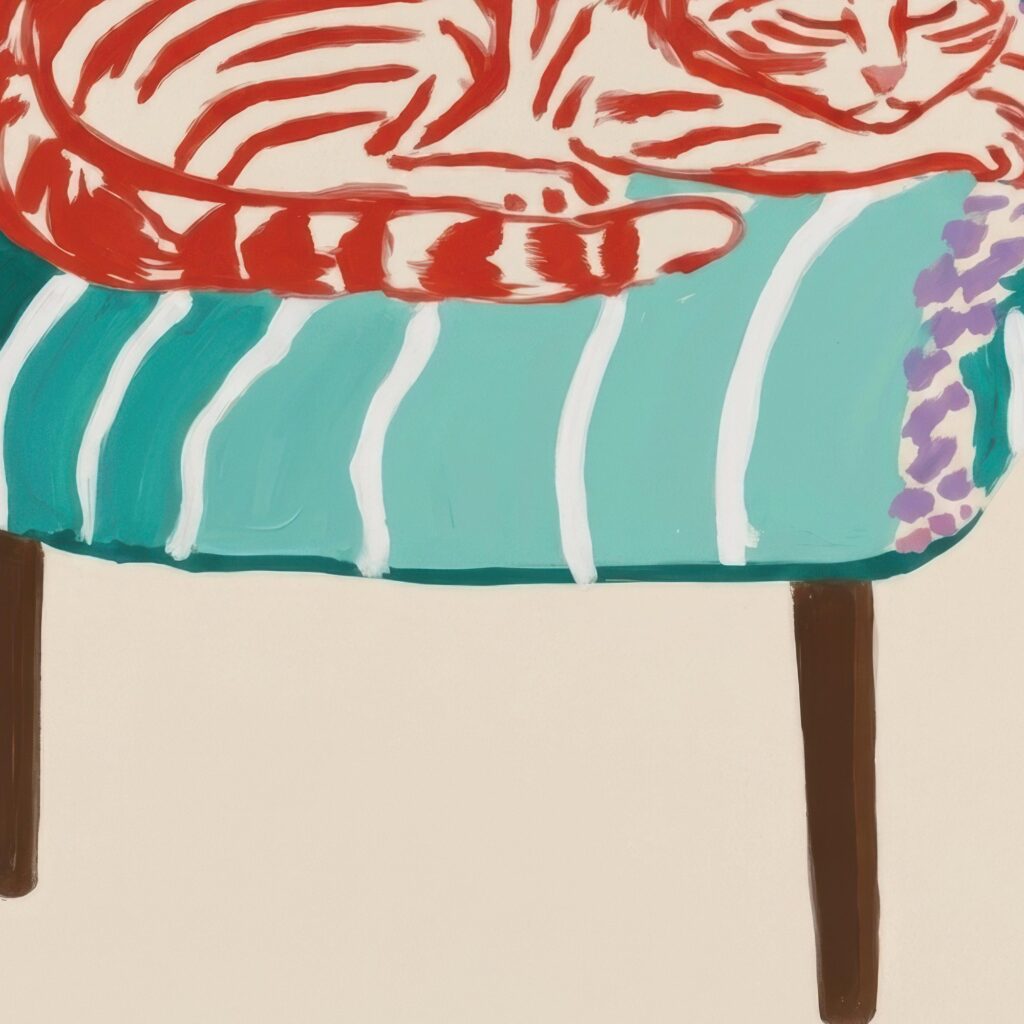 Sleeping Cat on Chair Print